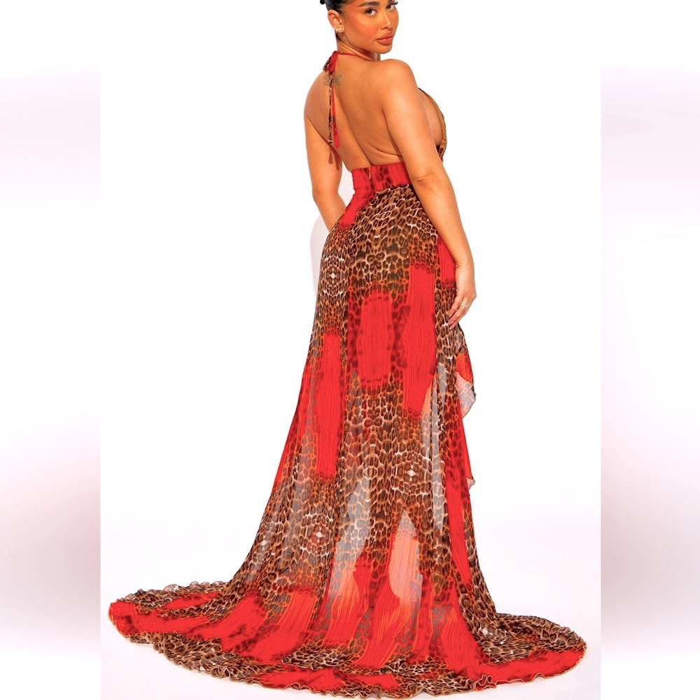 Run Wild Ruffle Maxi Dress - Rust